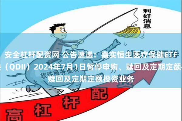 安全杠杆配资网 公告速递：嘉实恒生医疗保健ETF发起联接（QDII）2024年7月1日暂停申购、赎回及定期定额投资业务