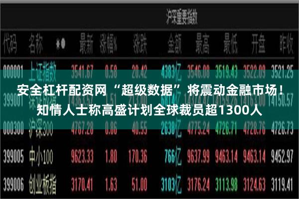安全杠杆配资网 “超级数据” 将震动金融市场！知情人士称高盛计划全球裁员超1300人